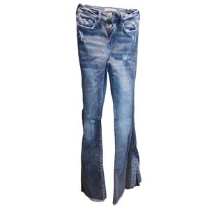FLYING MONKEY Womens Jeans Flare Leg Distressed Wash Size 24